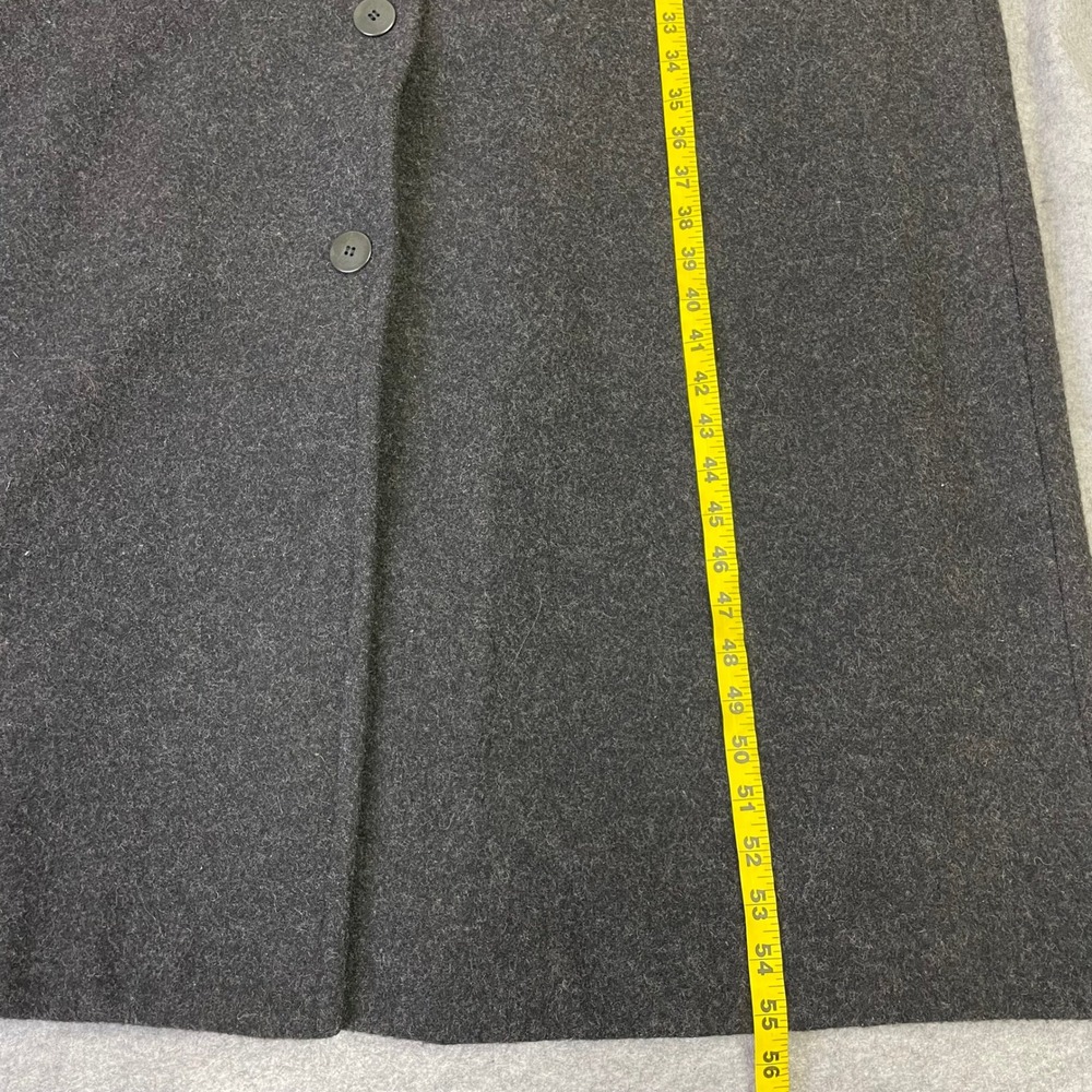 Vintage Eileen Fisher Charcoal Gray 100% Wool Long Duster Coat Large 90s - Picture 15 of 16